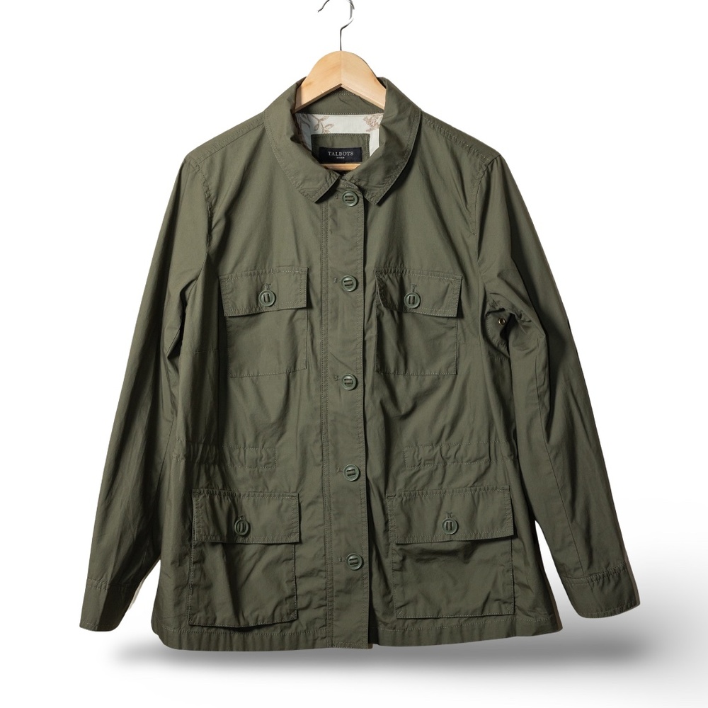 NWT: TALBOT’S Classic Military Field Jacket in Army Green: Women's Size X